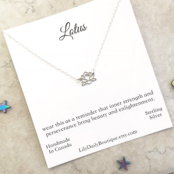 colar de lótus de prata esterlina com pedra de nascimento, colar de flor de lótus, presente para professor de ioga, joias espirituais para mulheres, presentes da nova era para ela