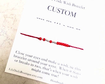 Custom Morse Code Bracelet, red string bracelet for girlfriend, best friend birthday gift, unique gifts for women, boyfriend birthday gift