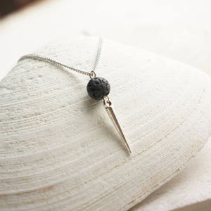 Silver Spike Necklace For Women, Essential Oil Diffuser Necklace, Aromatherapy Necklace Diffuser Jewelry, Edgy Jewelry, mom birthday gift image 9