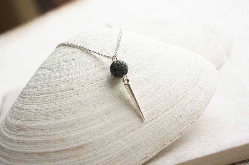 Silver Spike Necklace For Women, Essential Oil Diffuser Necklace, Aromatherapy Necklace Diffuser Jewelry, Edgy Jewelry, mom birthday gift image 9