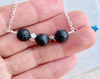 Lava Stone Necklace, Aromatherapy Essential Oil Diffuser Necklace for kids, Anxiety Relief Jewelry, Relaxation Gifts for women, Mom gift