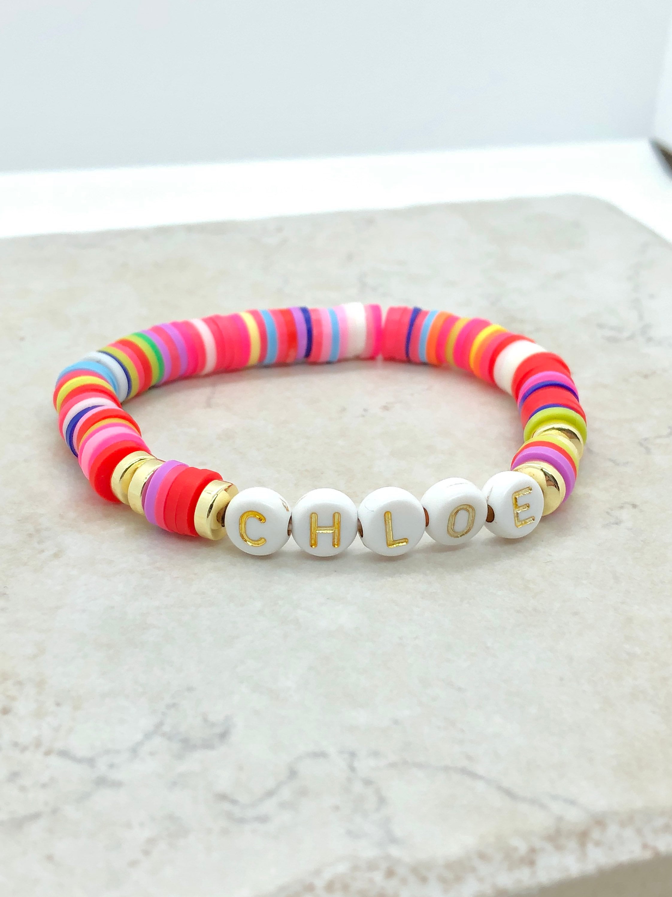 Clay disc letter bead bracelets Heishi Disc bracelet word | Etsy