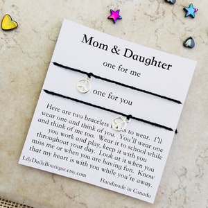 Mom and Daughter Bracelets First Day Of School, Back To School Gift, Mommy and Me Bracelet Set of 2, Peace Sign Bracelet, Mother Son Father