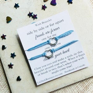 SIDE by side of mijlen uit elkaar beste vriend armband voor 2, zilveren hart armband, string armband set, lange afstand vriendschap armband, wens