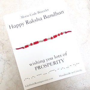 Rakhi personalizado para irmão, pulseira Raksha Bandhan Rakhi para irmã, cartão Raksha Bandhan para crianças, pulseira de código Morse personalizada, melhor