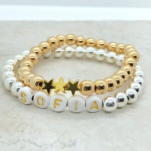 Pulsera de cuentas de letra, 2 pulseras de mantra personalizadas, pulseras de nombre personalizado para mujeres, tiendas metafísicas, pulsera de conexión a tierra, chakra raíz