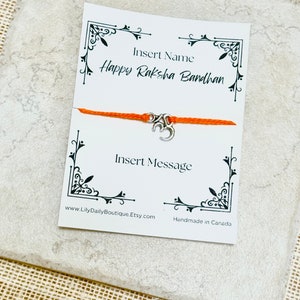 Carte Raksha Bandhan, Rakhi personnalisé pour frère, bracelet Rakhi, carte Rakhi, Rakhi pour enfants, cadeau pour frère et soeur, ficelle rouge