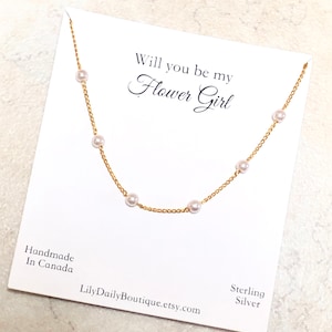 personalizzato sarai la mia collana e carta della ragazza dei fiori, delicata collana di perle per bambine, regalo personalizzato della proposta della ragazza dei fiori, il meglio