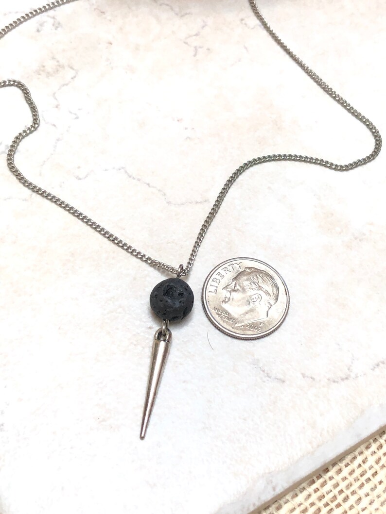 Silver Spike Necklace For Women, Essential Oil Diffuser Necklace, Aromatherapy Necklace Diffuser Jewelry, Edgy Jewelry, mom birthday gift image 7