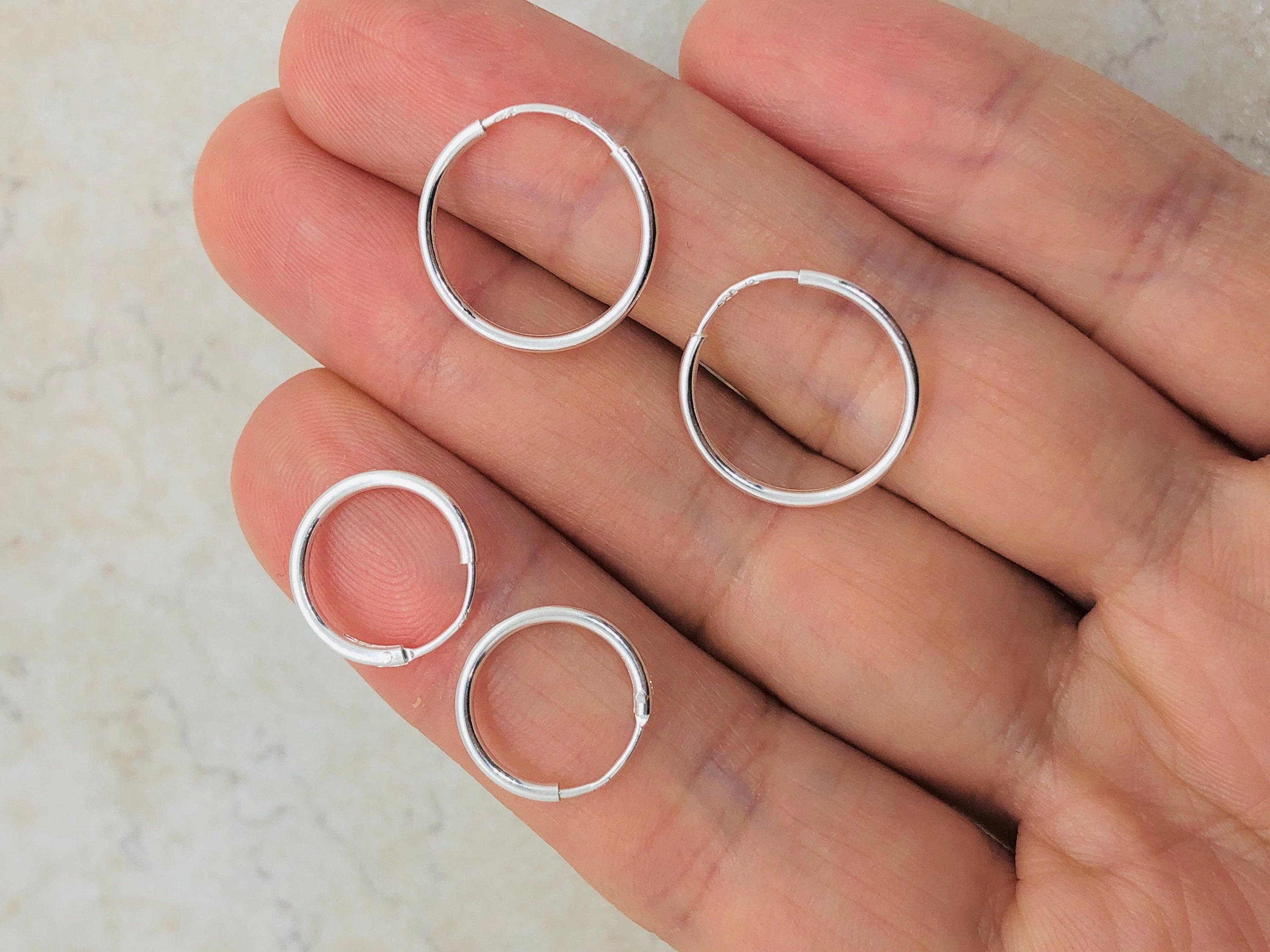 Creole Ohrring 13x2mm Klappscharnier Mit Zirkonia 925 Silber
