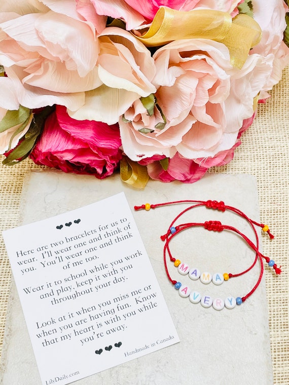 Custom Name Bracelet for Kids Separation Anxiety Bracelet Mom Dad and Daughter Bracelets Personalized Bracelet for Couples Grandma Gift Etsy