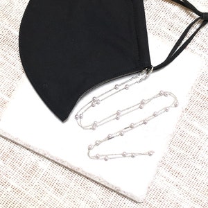 pearl mask chain, pearl mask holder, mask necklace, silver mask lanyard, unique gifts for mom from daughter, mom birthday gift, wedding mask
