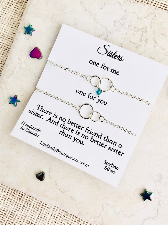 A Charmed Impression Unbiological Sister Gift • Sterling Silver Bracelet  for Women • Stepsister Gifts •