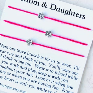 MOM and Daughter Bracelets First Day Of School, Separation Anxiety Relief Bracelet, Mommy and Me Bracelet Set of 3, Kindergarten bracelet