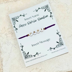 Pulsera de cuentas con nombre, pulsera de cuentas con letras de la amistad personalizadas, pulsera rakhi con nombre para niños, rakhi para bhaiya y bhabhi, raksha bandhan