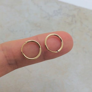 14K Gold filled huggie earrings, minimalist earrings hoop, 12mm gold sleeper earrings, best friend birthday gifts for her, everyday hoops