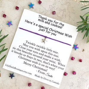 Christmas wish bracelet from Santa gift tag, personalized stocking stuffers for kids, star wish bracelet, Christmas gifts for daughter