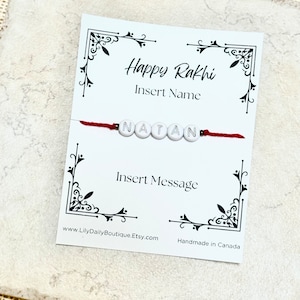Pulsera de cuentas con nombre, pulsera de cuentas con letras de la amistad personalizadas, pulsera rakhi con nombre para niños, rakhi para bhaiya y bhabhi, raksha bandhan