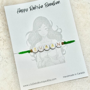 Personalisierte Rakhi, handgemachte Rakri, Raksha Bandhan, Name Rakhi Armband, Rakhi Karte, Rakhi Geschenke, Raksha Bandhan Karten, Rakhi für Kinder