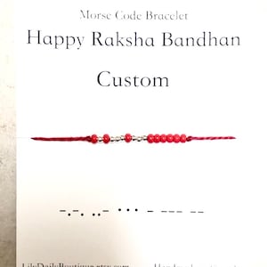 Rakhi personalizado para irmão, pulseira Raksha Bandhan Rakhi para irmã, cartão Raksha Bandhan para crianças, pulseira de código Morse personalizada, melhor