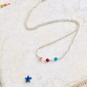 Birthstone family Necklace For mothers, minimalist necklace silver, everyday necklace for women, birthstone necklace for grandma birthday
