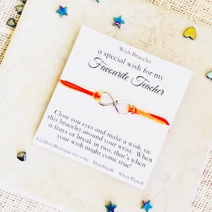 carte de message bracelet infini, cadeau d’enseignant de fin d’année, cadeau d’appréciation d’enseignant préscolaire, cadeaux de remerciement pour les enseignants, maternelle