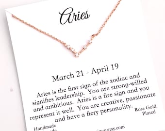 Astrology Gifts Aries zodiac necklace, rose gold constellation necklace, celestial jewelry, daughter birthday gift from mom, niece gift