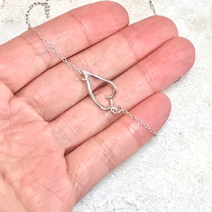 Sideways Heart Bracelet, minimalist jewelry Sterling Silver Heart Bracelet, ankle bracelets for women, Mother's Day Gift from daughter