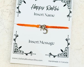 Raksha Bandhan Card, PERSONALIZED Rakhi For Brother, Rakhi Card, Rakhi Bracelet, Rakhi For Kids, String Om Bracelet, Red String Bracelet