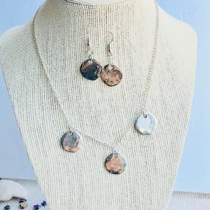 sterling zilveren munt ketting en oorbel set, beste vriend verjaardagscadeaus voor haar, statement ketting set, boho sieraden, moeder verjaardagscadeau