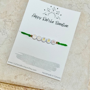 Pulsera de cuentas con nombre, pulsera de cuentas con letras de la amistad personalizadas, pulsera rakhi con nombre para niños, rakhi para bhaiya y bhabhi, raksha bandhan