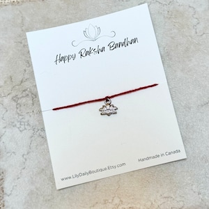 Raksha Bandhan armband voor zus, Rakhi voor kinderen, Raksha Bandhan kaart, lotusbloem geluk armband voor broer, dankbaarheid armband