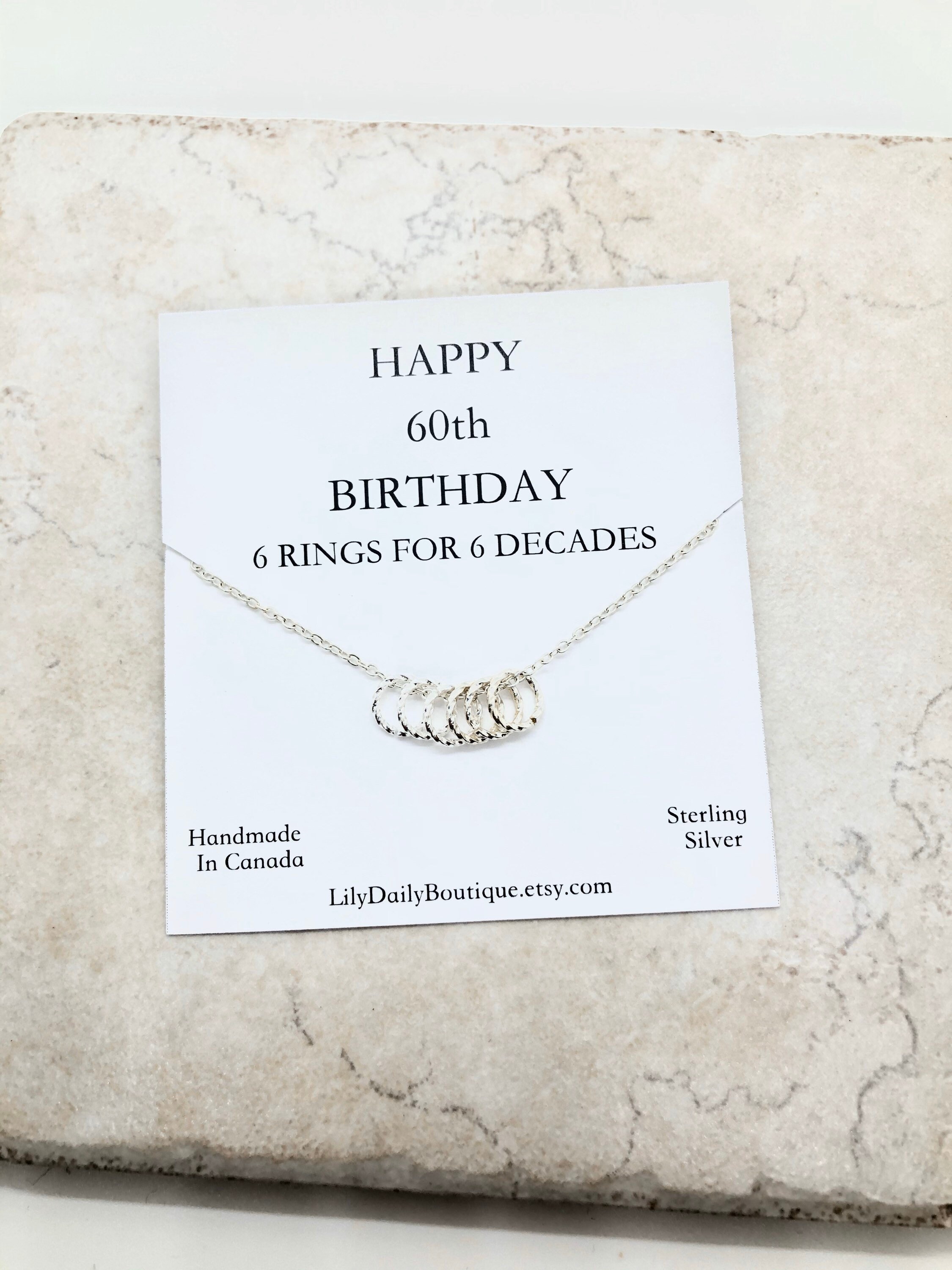 Happy 60th Birthday Gifts for Mom 6 Rings Necklace for Grandma