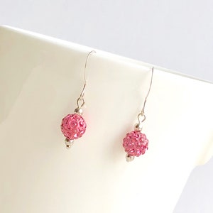 sterling silver pink crystal earrings for women, Granddaughter birthday gift, sweet 16 gifts for girls, best selling items, for daughter