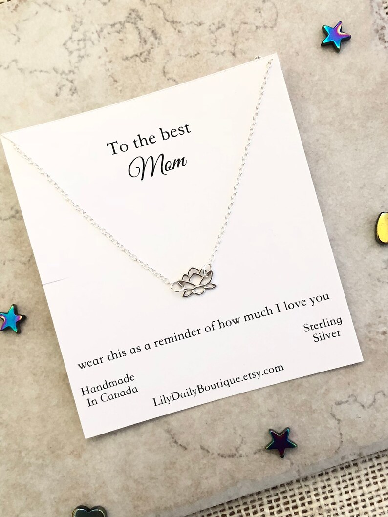 Lotus Necklace Meaningful Necklace,Everyday Necklaces For Women,Mom Birthday Gift Sterling Silver Lotus Flower Necklace Best Mom Necklace