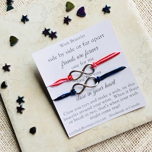 INFINITY ARMBAND voor vrouwen, Beste Vriend Gift Lange Afstand Vriendschap Armband voor 2, Moving Away String Armband Set, unisex armband