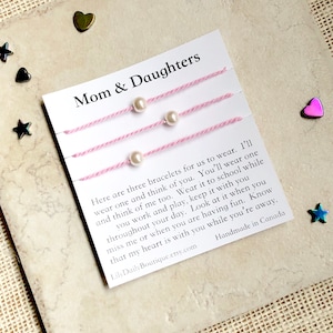 MOM and Daughter Bracelets First Day Of School, Back to school Separation Anxiety Bracelet for kids, Mommy and Me Bracelet Set of 3 for girl