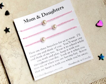 MOM and Daughter Bracelets First Day Of School, Back to school Separation Anxiety Bracelet for kids, Mommy and Me Bracelet Set of 3 for girl