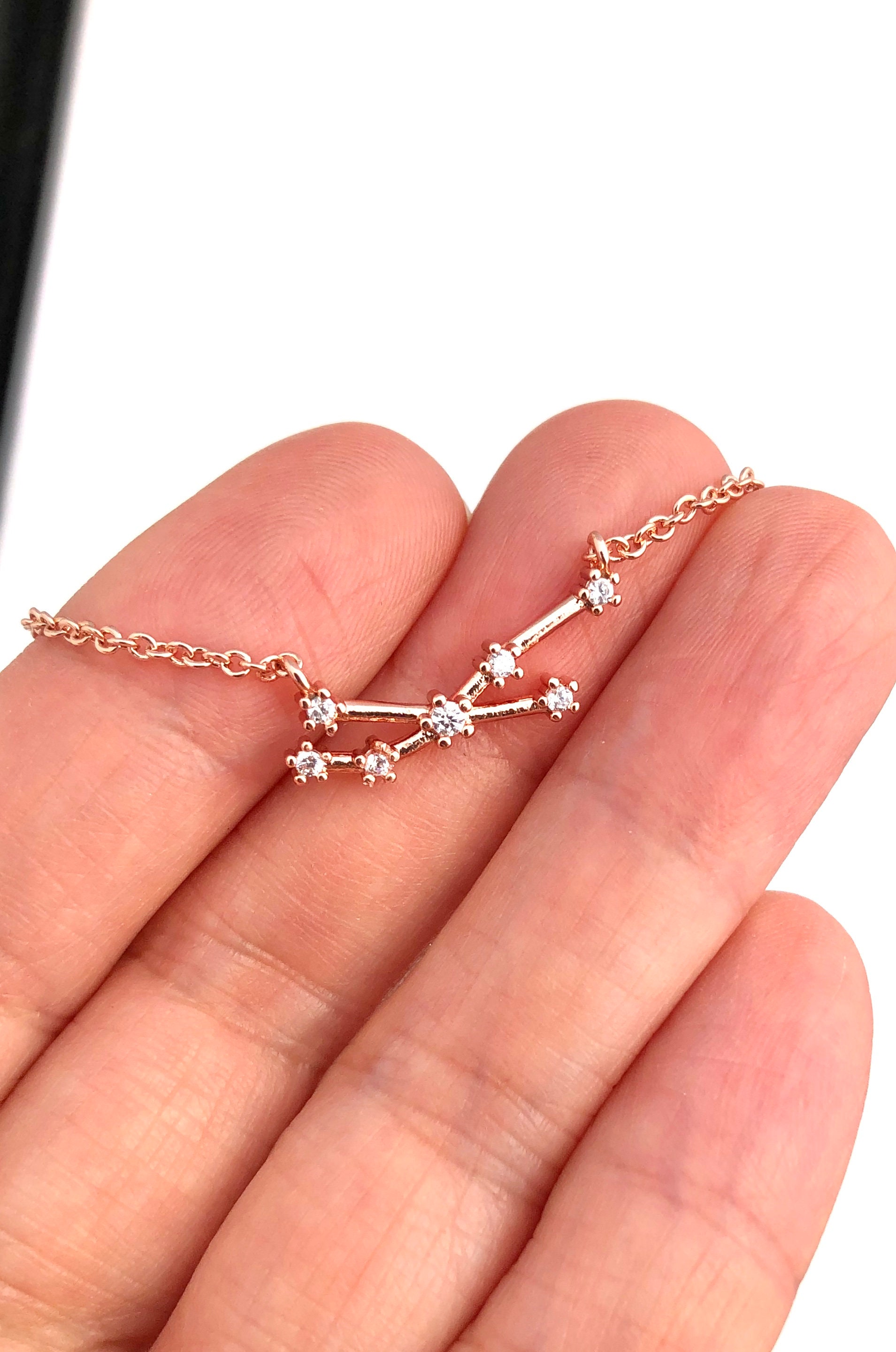 Rose Gold Zodiac Necklace Taurus Constellation Necklace for Etsy