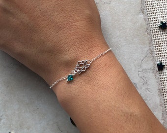 STERLING SILVER LOTUS Bracelet, Lotus Flower Bracelet, Spiritual jewelry for women, Mothers Day Gift from daughter, sister birthday gift