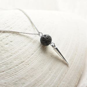 Silver Spike Necklace For Women, Essential Oil Diffuser Necklace, Aromatherapy Necklace Diffuser Jewelry, Edgy Jewelry, mom birthday gift image 8