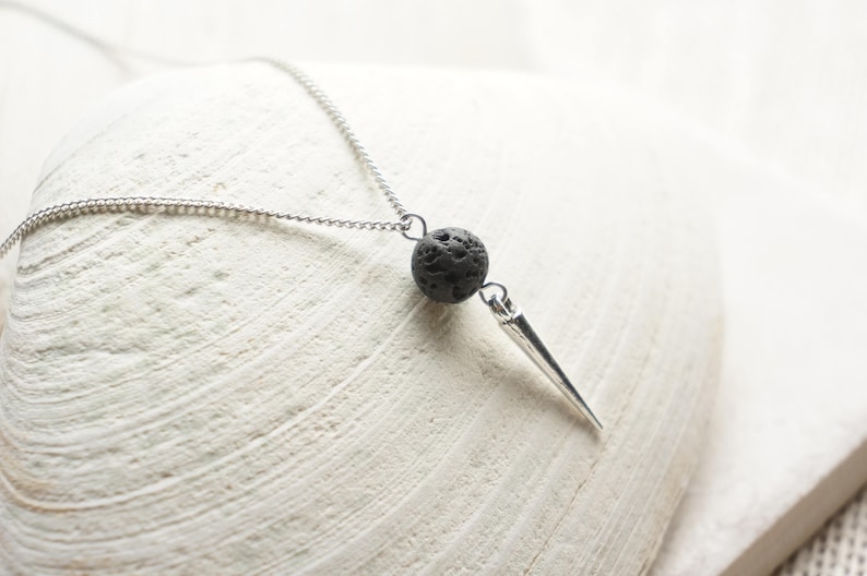 Silver Spike Necklace For Women, Essential Oil Diffuser Necklace, Aromatherapy Necklace Diffuser Jewelry, Edgy Jewelry, mom birthday gift image 8