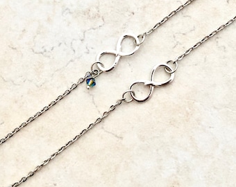Collana Madre E Figlio Con Cerchi Infiniti In Argento Sterling – Regalo Per Festa Della Mamma, Compleanno, Con Biglietto E Panno