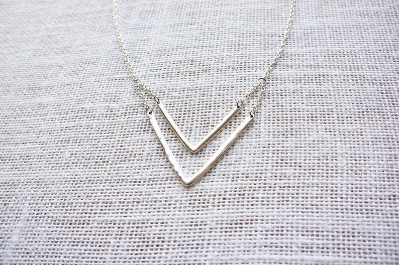 DOUBLE CHEVRON Necklace Silver Teen Girl Gifts V Necklace | Etsy