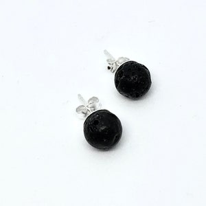 Sterling silver Stud Earrings LAVA STONE earrings, Essential Oil diffuser Earrings, anxiety relief jewelry, stress relief gift for her
