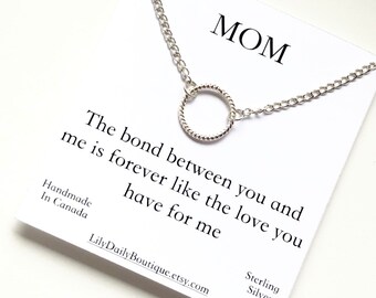 minimalist necklace silver eternity necklace, Mom Gift from daughter, personalized gifts for mom birthday gift, bonus mom gift, step mom