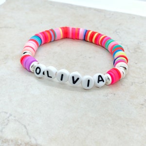 Pulseiras com nome de arco-íris para meninas, pulseiras com nome de contas para mulheres, pulseira personalizada com carta de amizade, pulseira mantra personalizada