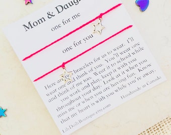 Pulseras de mamá e hija Primer día de escuela, juego de pulseras de mamá y yo de 2, pulsera de alivio de ansiedad por separación, pulsera de madre e hijo