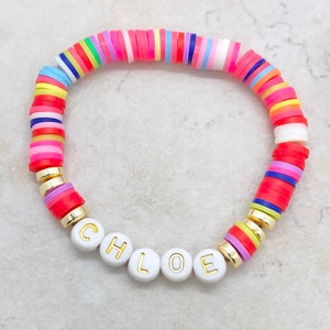 pulsera de nombre de arco iris para niñas, pulsera de nombre de cuentas pulsera de cuentas de amistad personalizada, pulsera de letra personalizada para niños, mejor