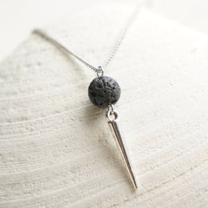 Silver Spike Necklace For Women, Essential Oil Diffuser Necklace, Aromatherapy Necklace Diffuser Jewelry, Edgy Jewelry, mom birthday gift image 3